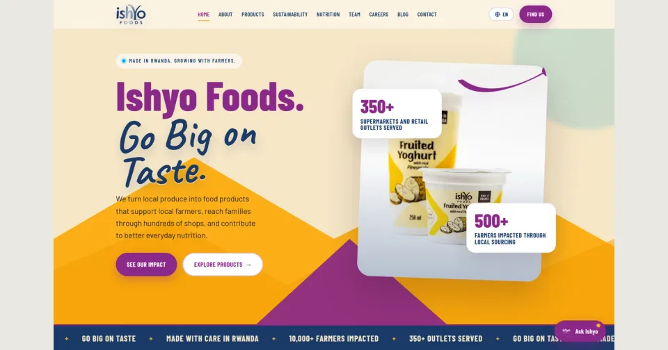 The Ishyo Foods website designed by Triad
