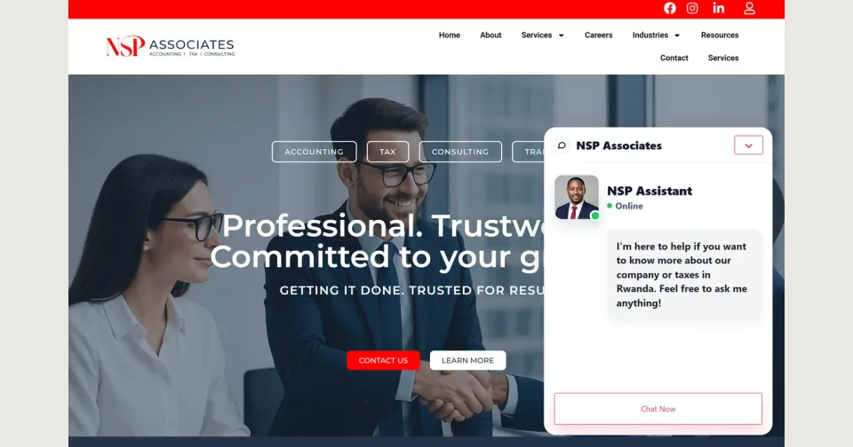 The NSP Associates business website designed by Triad