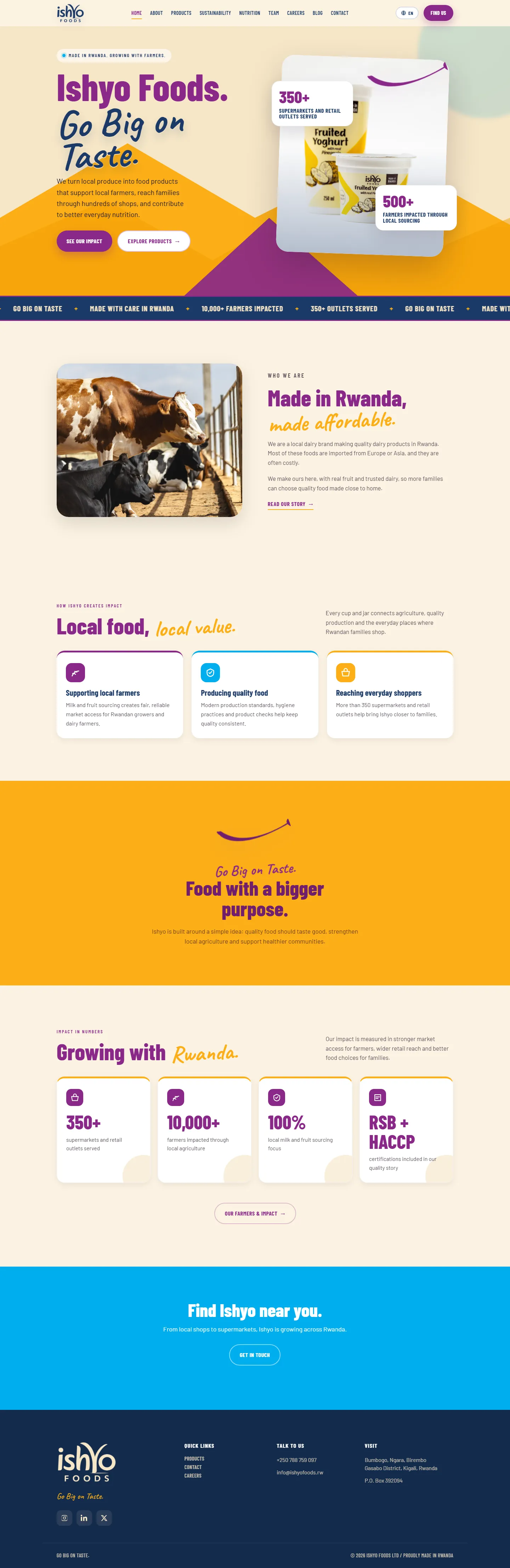 Ishyo Foods website on desktop
