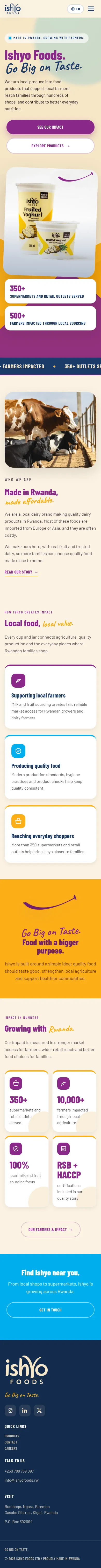Ishyo Foods website on a phone