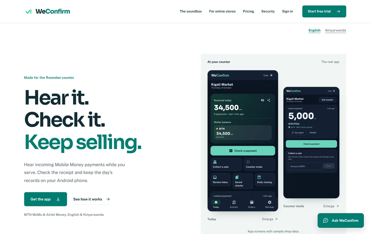 WeConfirm website